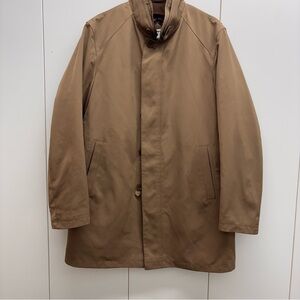 Sanyo Trench Coat Double Layered Dark Taupe Sleek Overcoat Mens Large